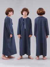 Arab Boys Kids Embroidery Tassels Long Sleeve Jubba Thoub Dishdasha Saudi Kaftan