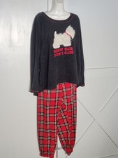 SECRET TREASURES PAJAMA SET LONG SLEEVE RED/BLACK POLY/NYLON SIZE 2X