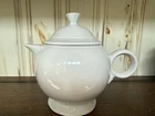 Vintage Fiestaware White Teapot Ring Handle Finial Top Homer Laughlin 7 1/2”