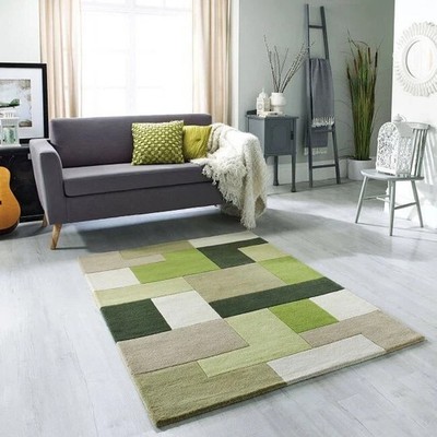 Hand made Rug Green 100 % NZ Wool Hand Tufted Area Rug For Home Decor