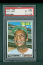 1970 Topps Baseball Card - #360 Curt Flood, PSA 8 NM/MT