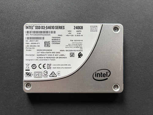 240GB Intel SSD D3-S4610 Series| SATA 6Gbps| 100% Health| Self-Encrypting|