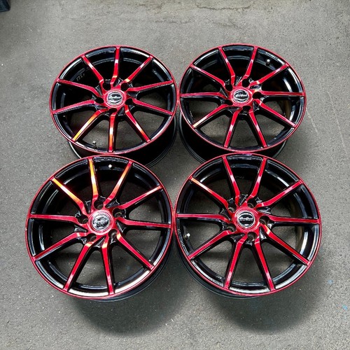 Set Of 4 Aftermarket Wheels Mid Euro Speed S810 Black Polish Red Clear 17 7.0J 3