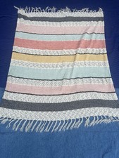 Shabby Chic Crochet Throw Blanket 58 x 54 Multicolor Pastel A15