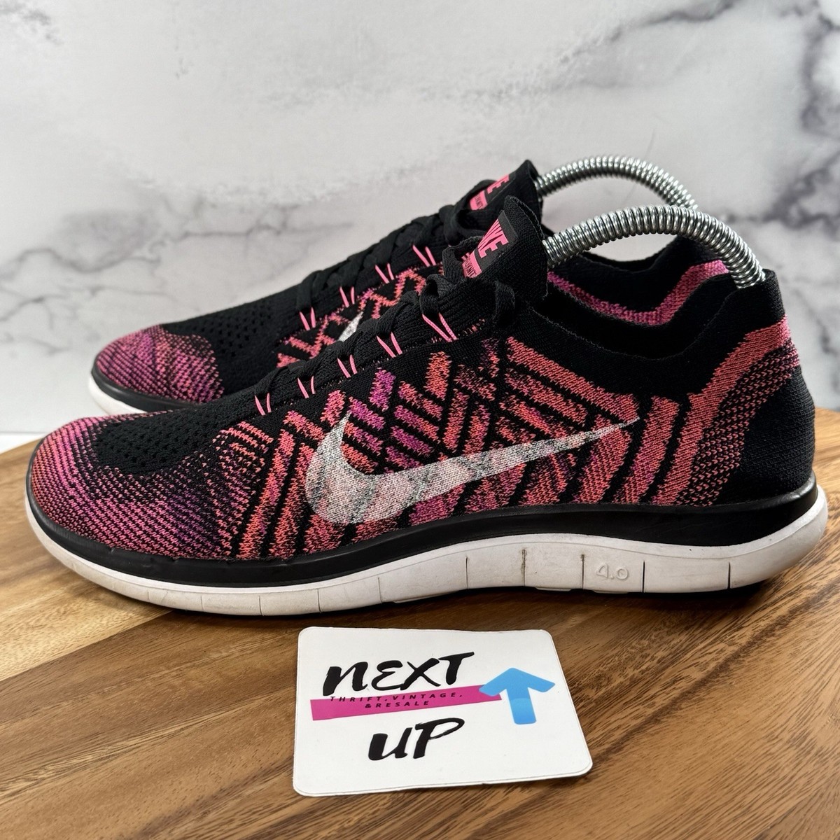 Womens Free Flyknit Running Shoes Black Pink Fuchsia 717076 006