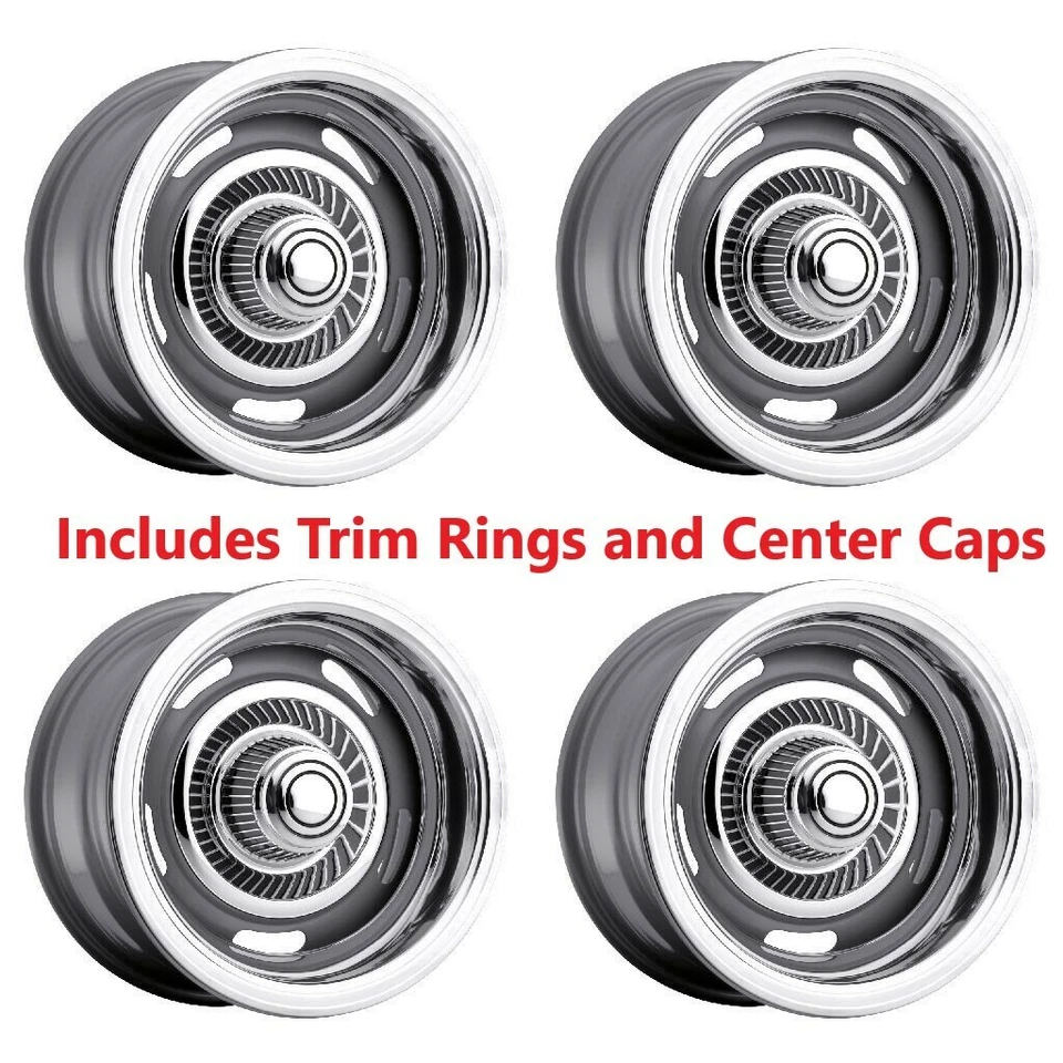 Juego 4 ruedas 15" Vision American Muscle 55 Rally plateadas 15x8 5x4,5 5x4,75 -6 mm Foto 2 de 4