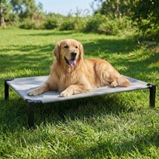 Elevated Dog Bed Raised Cooling Dog Cot for Large Dogs, Portable Indoor  Out...