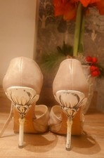 PRADA Stilettos Sandaletten Plateau Gr. 37 Beige Leder - Top Zustand