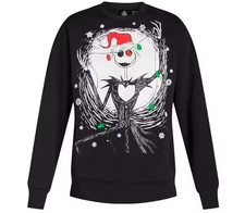 Disney Nightmare Before Christmas Jack Skellington Light Up Crewneck Black NEW