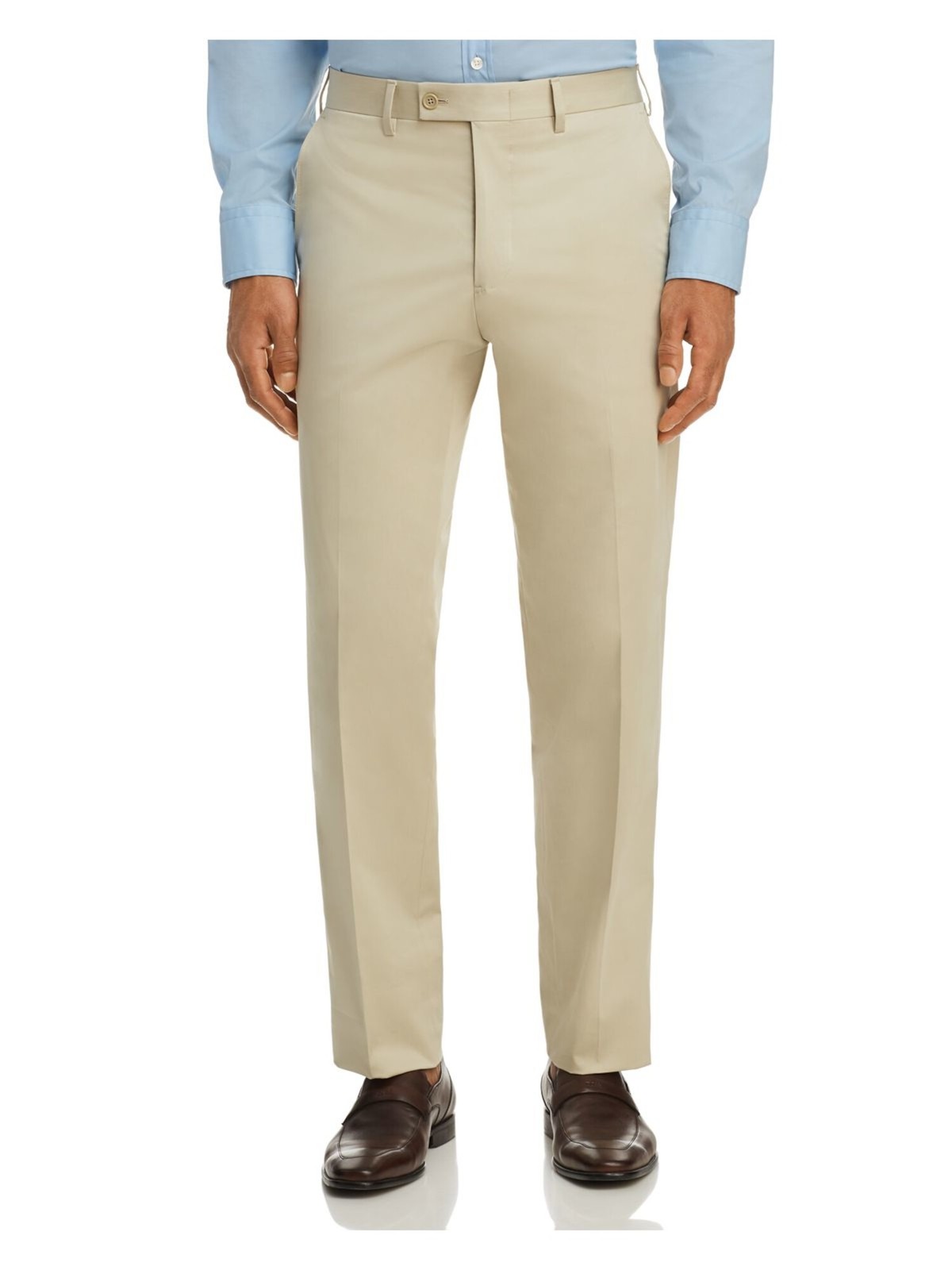 Designer Brand Mens Beige Straight Leg, Classic Fit Stretch Pants 42R