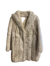 Vintage Faux Fur Coat Silver White USA Made See Measurements 