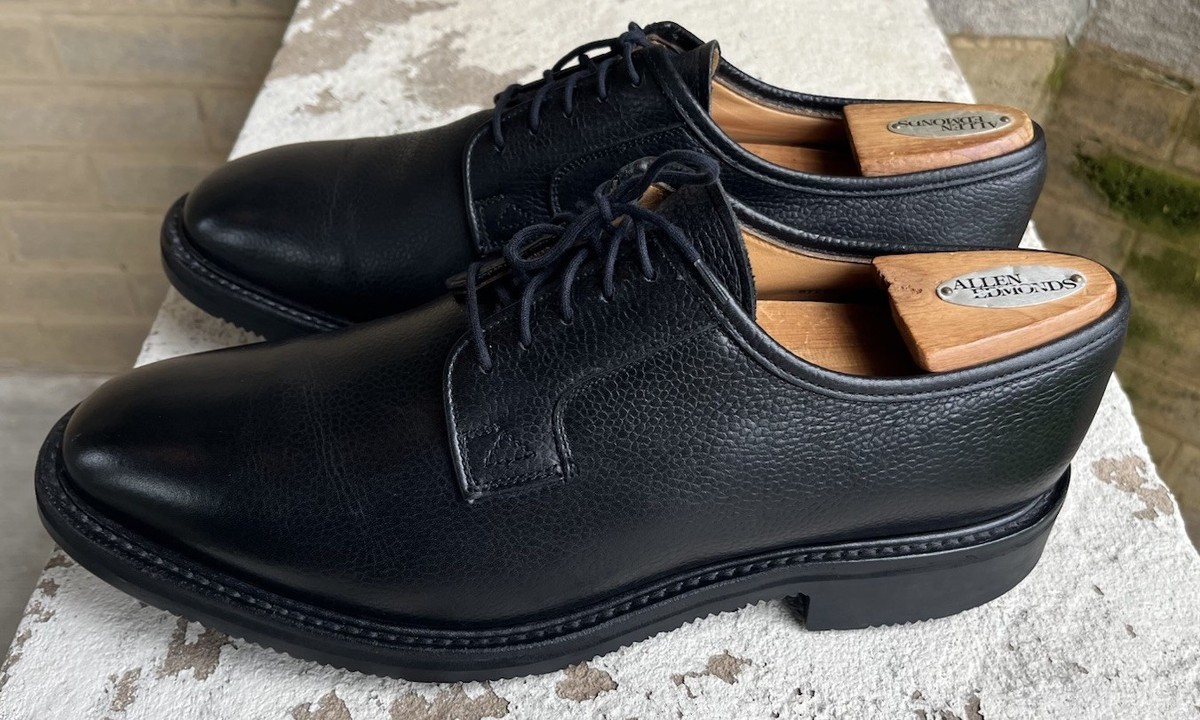 ALFRED SARGENT Black Grain Leather Blucher Derby Shoes UK 10.5 3E