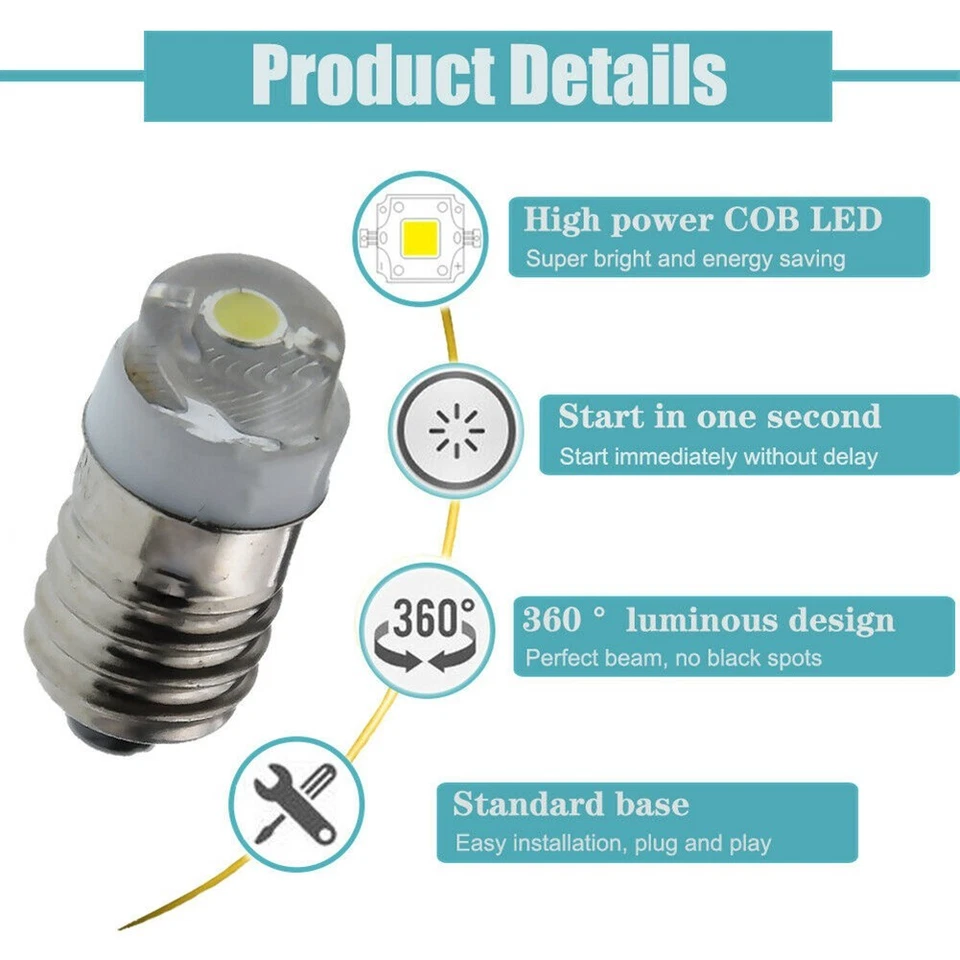 LED Bulb Flashlight Lamp Bulb 2 /10pcs Flashlight Replacement Bulb High Quality - Image 4 of 4