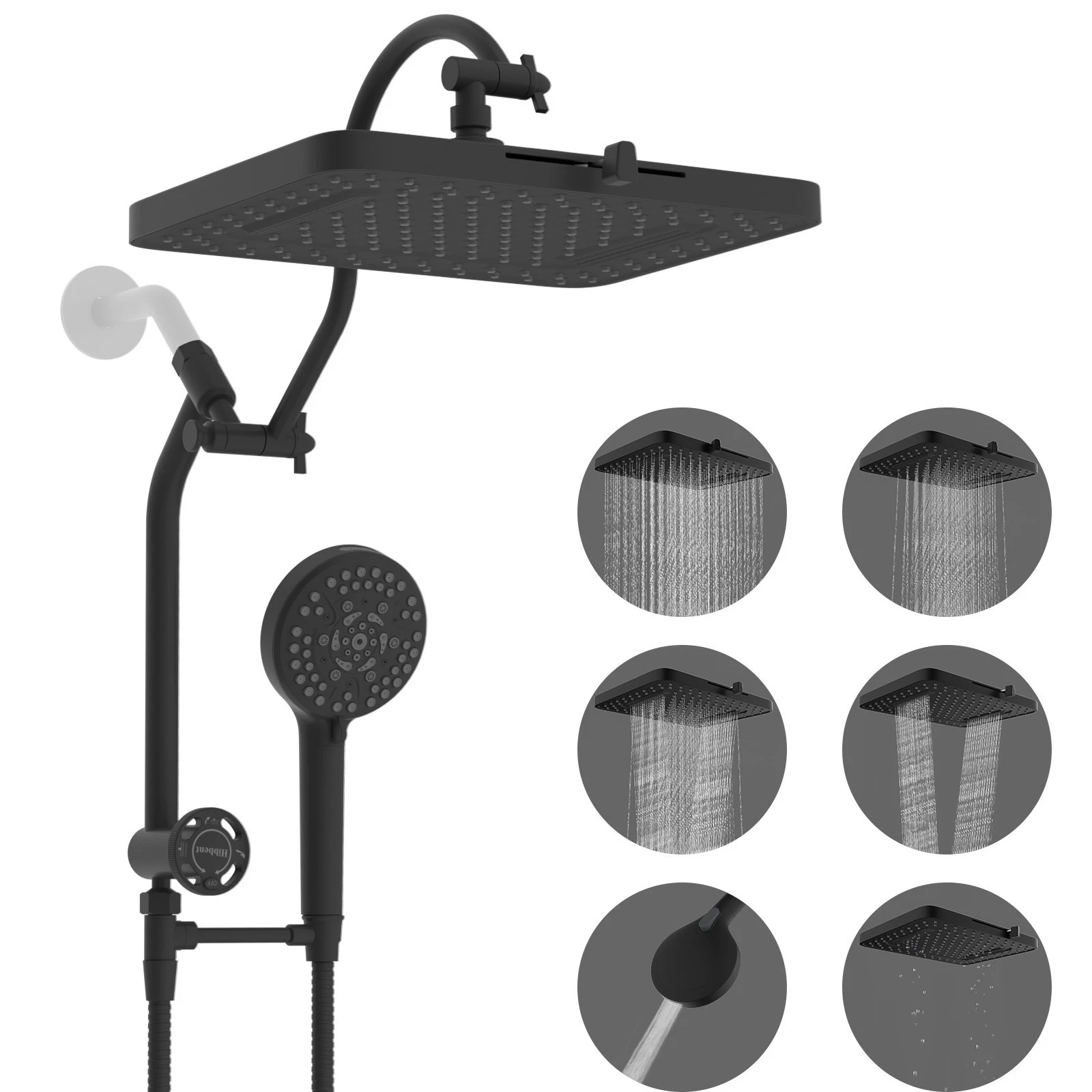 High Pressure Shower Head with Handheld Spray Combo Rain ShowerHead Black
Opens in a new window or t
