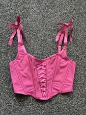 Bridgerton Pink Corset Top Bustier Bra bralette Straps UK S 10 12 