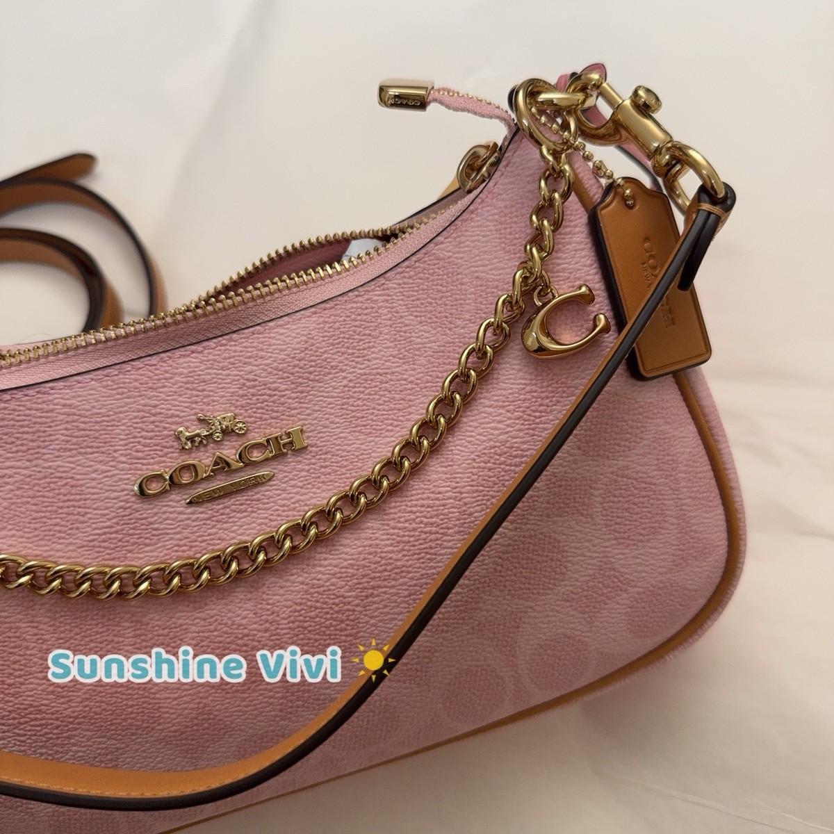 NWT Bundle Coach Powder Pink Teri Shoulder Bag Charms CEA20
