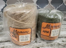 Vintage NOS 2 Rolls AMISAM Macrame Jute 4 ply beige 3 ply green 75 85 yards
