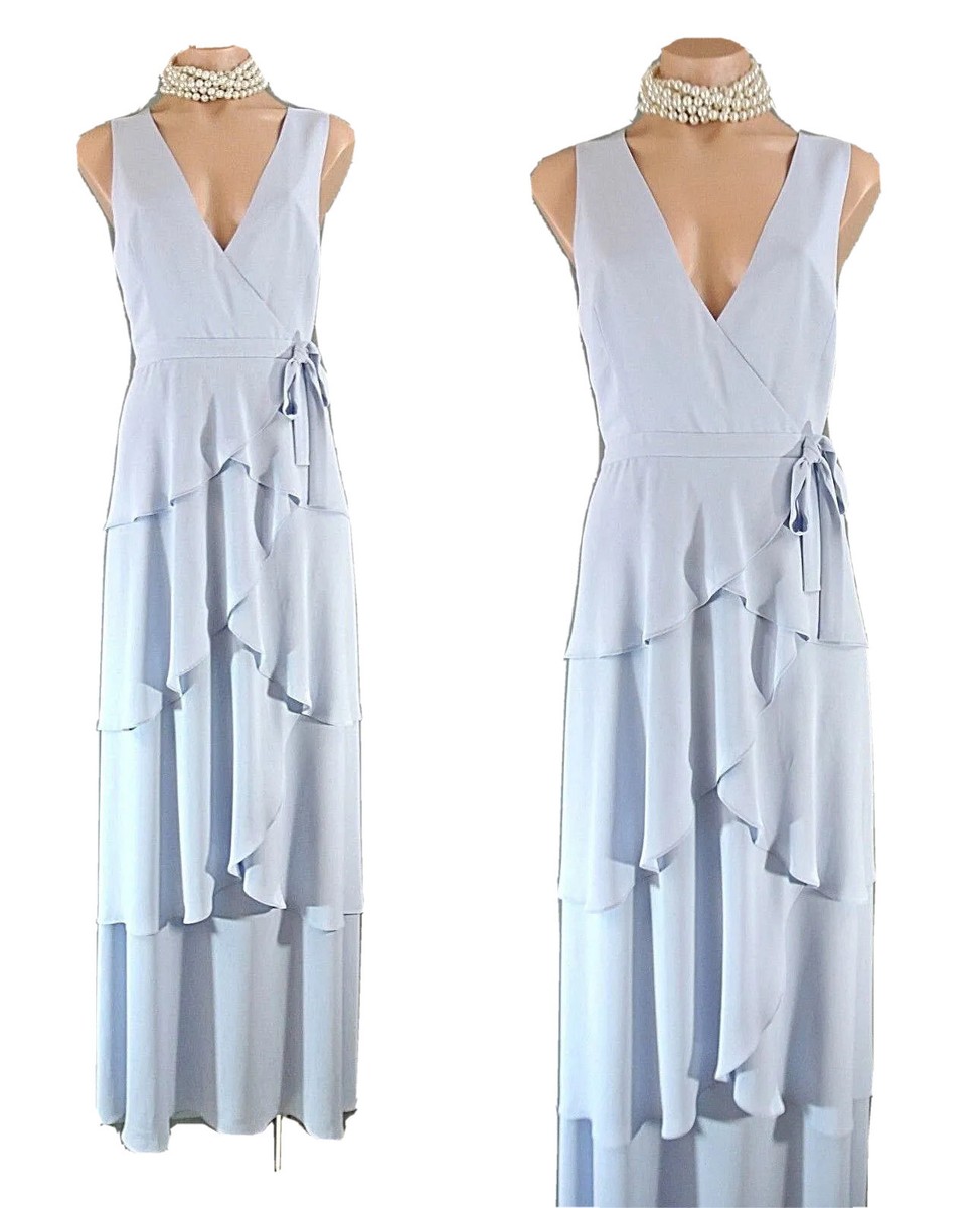 BCBG Maxi Blue Formal Dress S layered Long Ruffled wedding Party Fancy Ruffled BCBG Maxi Blue Formal Dress S layered Long Ruffled wedding Party Fancy Ruffled