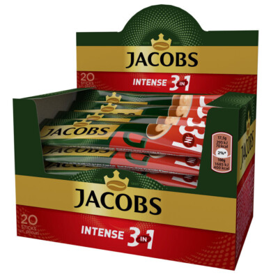 JACOBS INTENSE 3in1 Coffee Sticks Box 20 Sachets x 17.5g