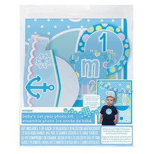Baby's 1st Year Photo Props Kit Gift Personalize Age Sticker Boy Blue