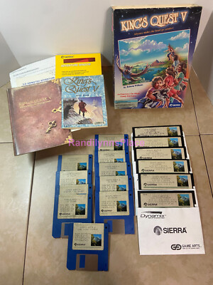 King's Quest V by Sierra IBM PC MS-DOS 512K Disk 3.5'' 5.25'' 1990  WITH HINT BOOK