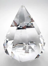 Tiffany & Co. Crystal Diamond Teardrop Paperweight Harpers Bazaar 1995 Engraved