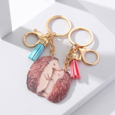 2pcs Acrylic Hedgehog Keychains Backpack Decoration Parent-Child Couple Keychain