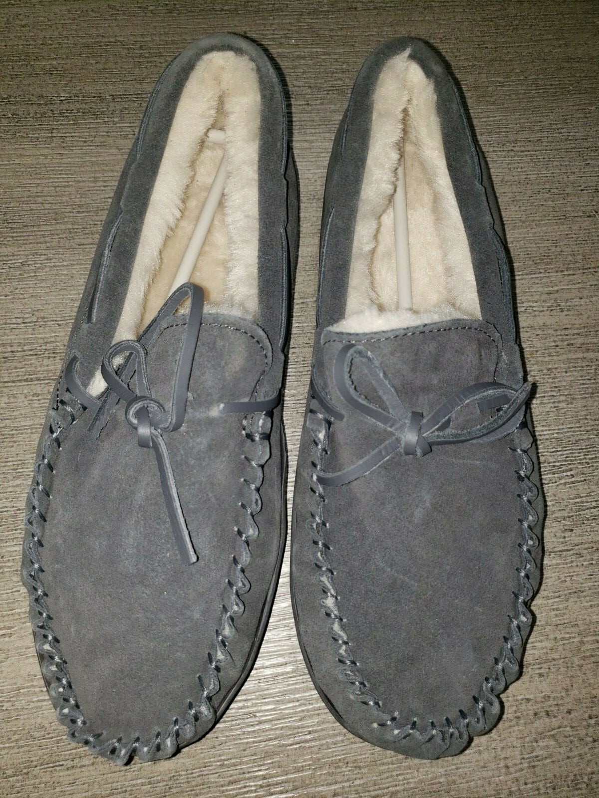 SAOLA MOCASSINI DONNA NUOVI IN PELLICCIA GRIGIA taglia 8 5 8 1 2 fondo suola rigida SPESSI CALDI!