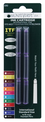 Monteverde International Size Cartridge to Fit Fountain Pens Purple 6 per Pac...