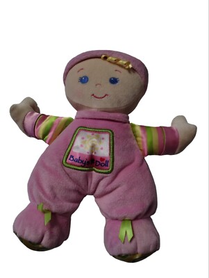 Fisher Price Brilliant Basics Babys 1st Doll Pink Plush Satin Rattle Baby Toy