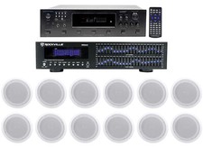 Technical Pro 6000w 6 Zone, Home Theater Bluetooth Receiver 12 8" Speakers EQ