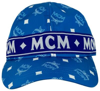 Mcm Blue Monogram Visetos Log Baseball Cap Hat 2MCML1125 | eBay