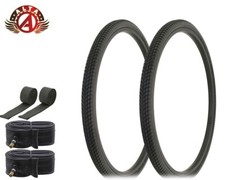 ALTA BICYCLE WIRE BEAD TIRES 26 x 1.50 BLACK TWIN MARCH SEMI-SLICK 6pc SET.