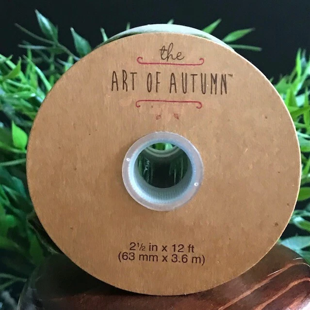 THE ART OF AUTUMN NATURAL MESH & GREEN RICK-RACK WIRE EDGE 2 1/2" RIBBON 12 FT - Image 2 of 4