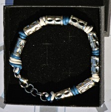 Braccialetto Bracciale Uomo Sport Volley Pallavolo Basket Calcio Bianco Blu