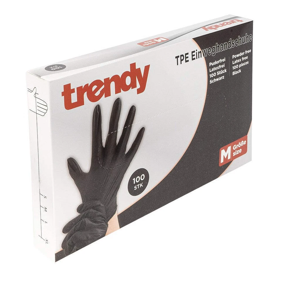 TEMPOSUPPLY Trendy TPE Einmalhandschuhe Schwarz