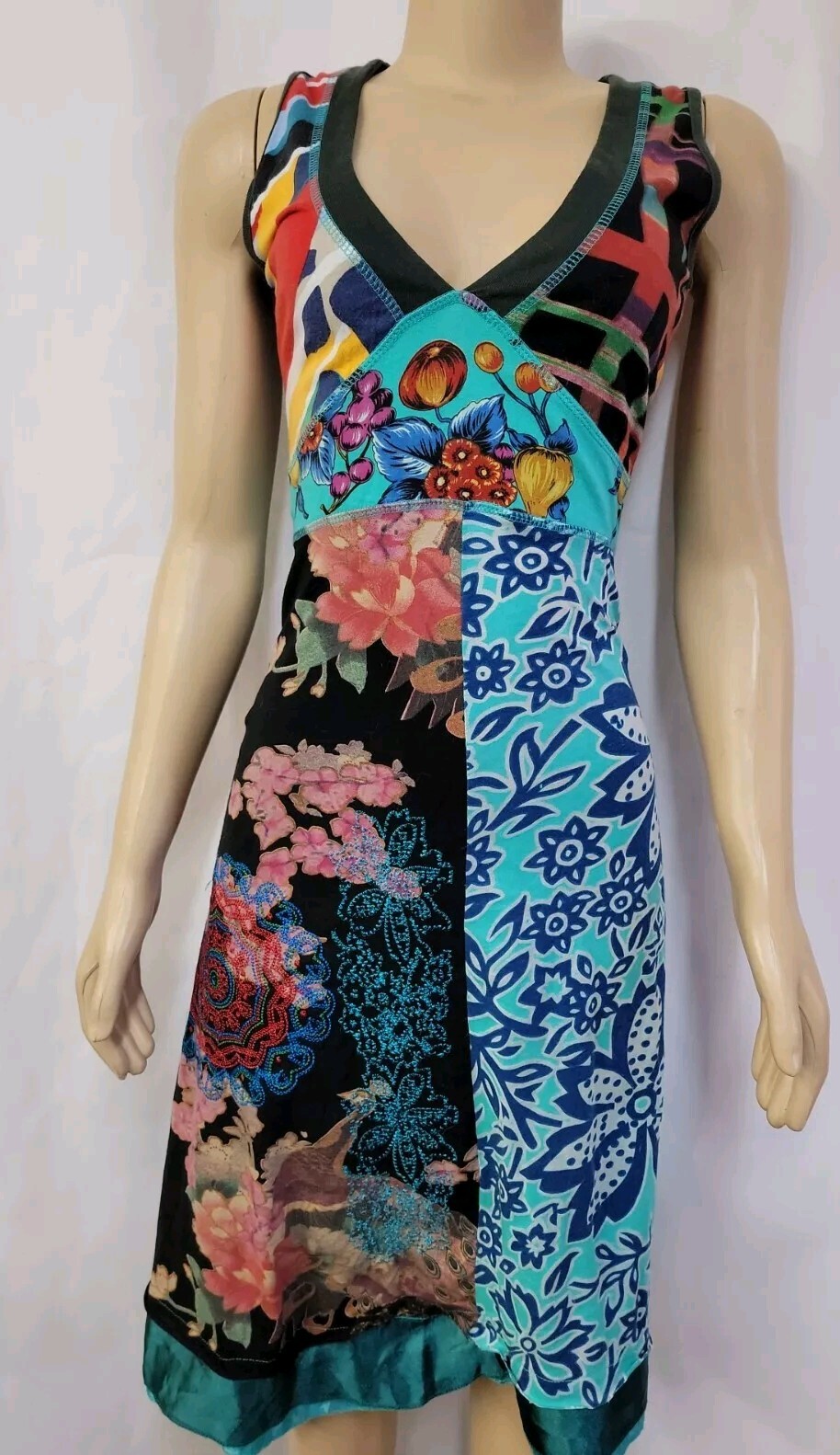 Desigual V-Neck Multicolored Multi Pattern Graffi… - image 10