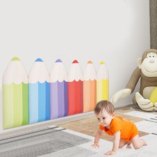 6 Pcs 3D Pencil-Shaped Wall Padding for Kids Wall Mats for Kids Wall Protection