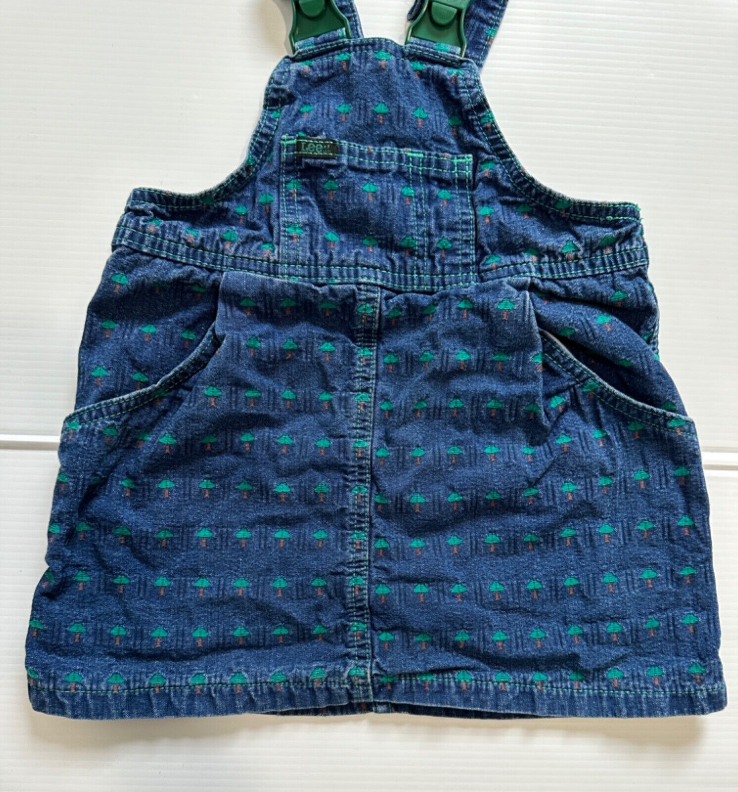 Lee Kids Girl Denim Overall Dress Embroidered Tre… - image 4