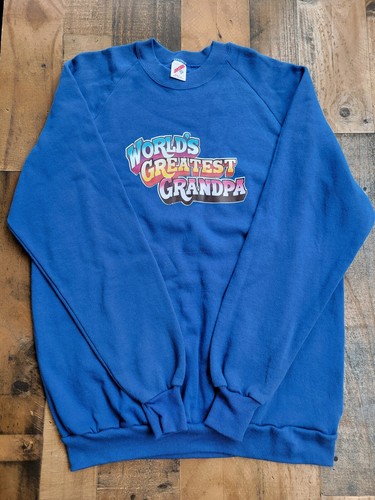 Vtg 80s World's Greatest Grandpa Sweatshirt Large Jerzees USA