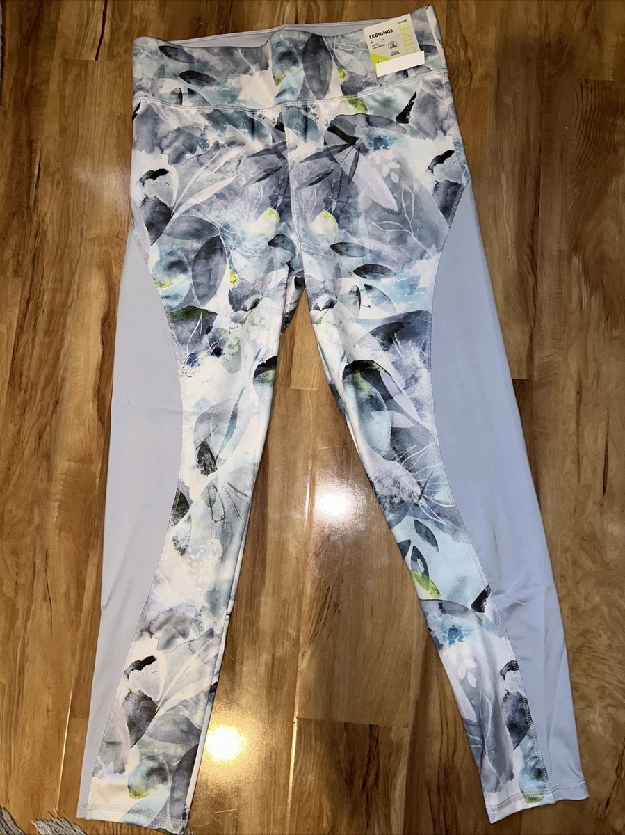 Asda George Active Blue Marl Mix Panel Sport Leggings Size 16 New