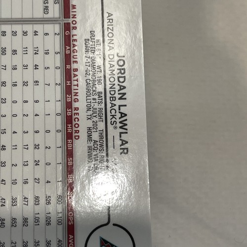 2024 Topps Chrome Update Jordan Lawlar Black & White Mini Diamond Auto /7.5 RARE - Picture 21 of 24