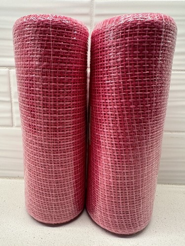 Lot of 2 Celebrate It Occasions Woven Pink Mesh 10"x30' - Picture 5 of 5