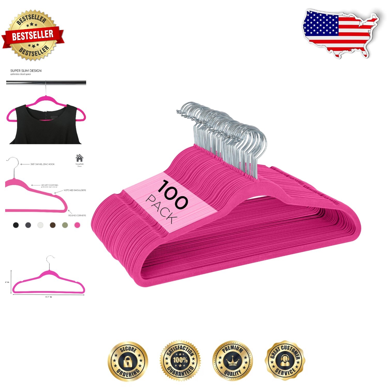 100-Pack Velvet Non-Slip Hangers - Slim Space-Saving Closet Essentials