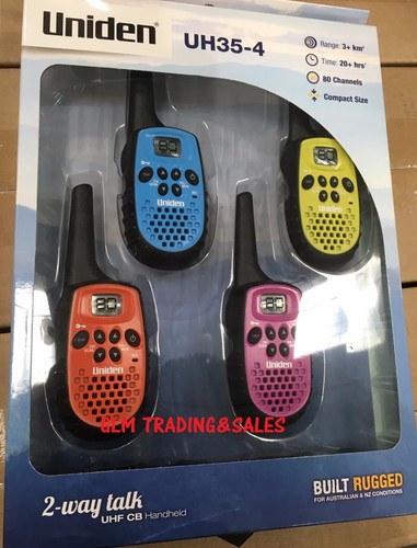 Uniden UH35-4 UHF 4 Handheld 80Ch Radio Walkie Talkies +4 Belts Quad Colour - Picture 4 of 9