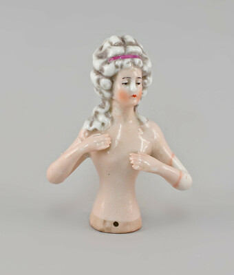 9140129-d Porzellan Teepuppe Halfdoll um 1900 Thüringen Rokoko Dame H 9 cm