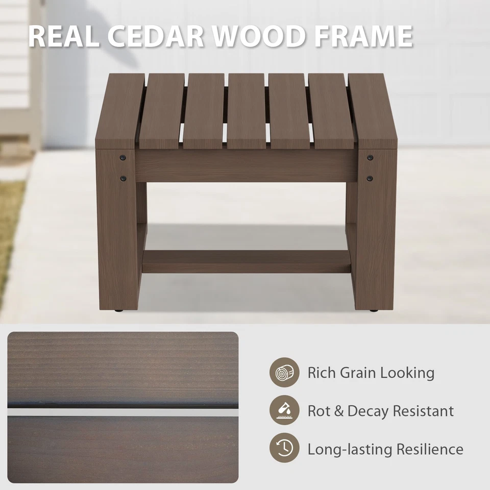 EAGLE PEAK Natural Cedar 2PCS Outdoor Patio Ottomans with Removable Cushions - Image 4 of 4