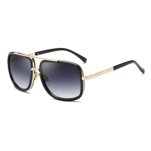 Men Fashion Sunglasses Oversized Square Gold Flat Top Frame Hip Hop Fancy Black - Afbeelding 30 van 76
