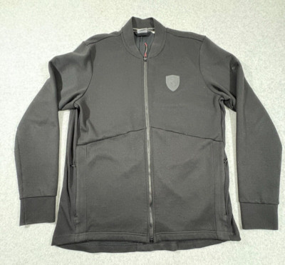 PUMA Ferrari Jacket Mens Large Black Mid Weight Sleek Supercar Racing Logo