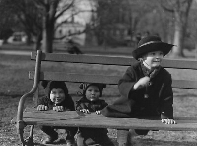 Black and White Photo Hiding Behind a Bench at the Park 8x10 Reprint A ...
